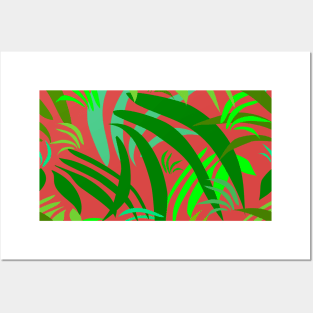 Fronds on Soft Red Repeat 5748 Posters and Art